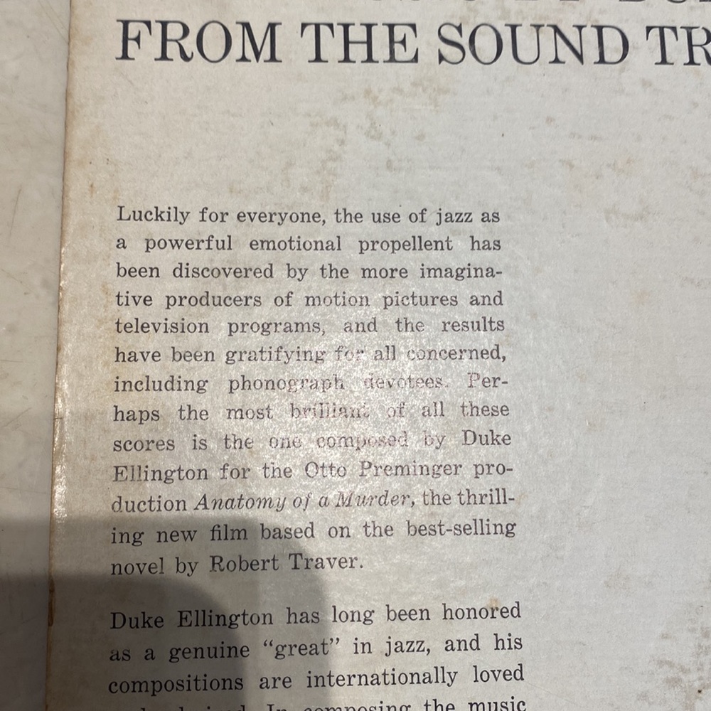 Duke Ellington’s Anatomy of a Murder Sound Track vinyl! Original Owner! 🔥🎵🎶 - Picture 10 of 17